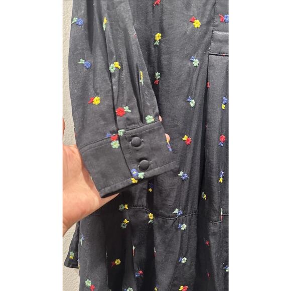 Tuckernuck Shirt Dress Women’s Size Small Embroidered Callahan Drop Waist Ruffle - Picture 5 of 8